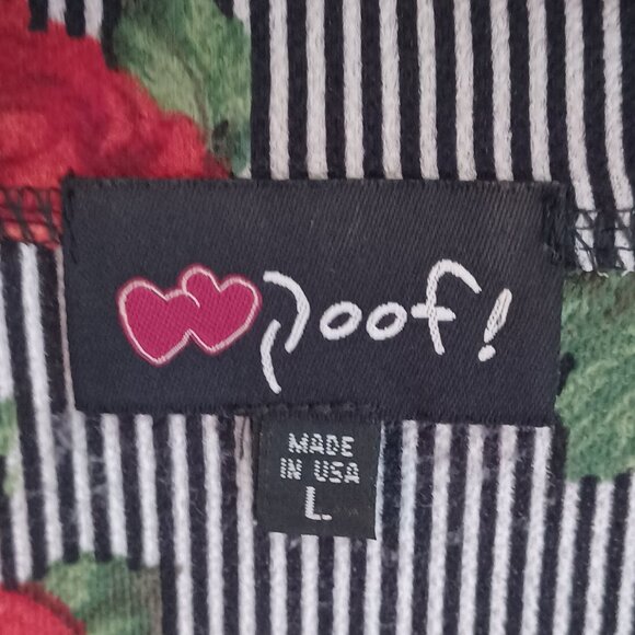 Poof! Open Front Top Womens Large Roses Striped Made in USA Feminine - Picture 6 of 9